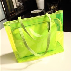 2013新款韩版糖果色透明沙滩包果冻包手提单肩包女包包附小包新品