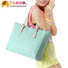 小象包袋2013新款夏季韩版糖果色包包潮镂空女士手提单肩女包X754