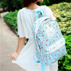 2013新款韩版清新蕾丝碎花背包女双肩包电脑包中学生书包旅行包