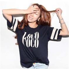 韩国进口东大门正品女装代购大版字母袖子印花T恤