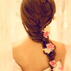 波西米亚仿真绢纱小玫瑰边夹发夹花朵发饰发簪耳环