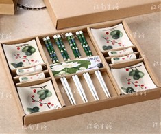 12件套日式和风套装餐具筷子小碟子筷架婚庆回礼盒乔迁