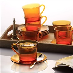 玻璃杯子彩色透明玻璃茶杯水杯钢化玻璃杯花茶杯茶具套装
