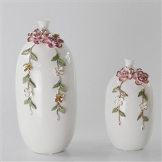 欧式陶瓷工艺品摆件结婚礼物家居饰品玉瓷手工捏花花瓶摆设