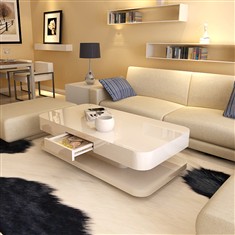 家具现代烤漆圆角茶几时尚简约2012客厅创意白色长方形茶桌子