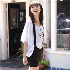 夏装新品率性黑白配假两件式慵懒蝙蝠袖包臀连衣裙