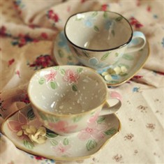 日式和风陶瓷咖啡杯套装含陶瓷碟子结婚礼物