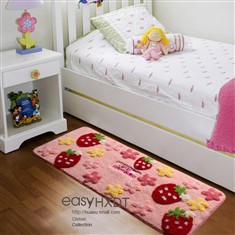 可爱草莓卧室地垫防滑垫床前毯吸水飘窗毯卡通地毯