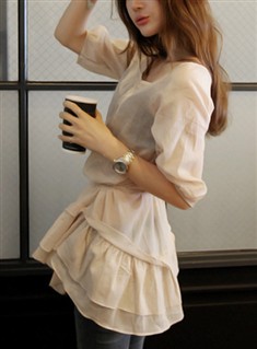 短款 雪纺连衣裙韩版短袖复古修身显瘦气质女装裙子