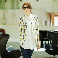 韩国西装夏秋格子外套女士韩版显瘦休闲修身长袖短外套