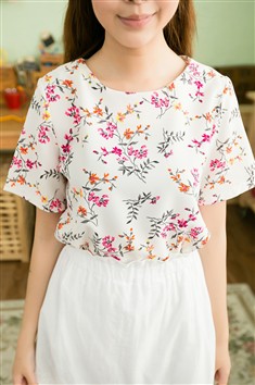 夏装新款2013韩国甜美清新气质碎花百搭短袖雪纺女T恤