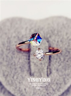 韩国多种颜色水钻彩钻玫瑰金复古戒指韩版潮人女