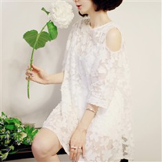 韩国代购新款蕾丝镂空连衣裙韩版显瘦气质女装裙子