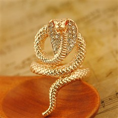 蛇形戒指韩版潮人女彩金戒指女食指蛇戒指指环王时尚