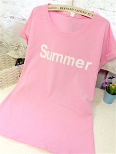 夏季新品女装韩版百搭字母短袖T恤女宽松打底衫上衣