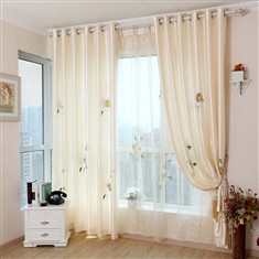 窗帘客厅卧室韩式窗帘窗纱成品定制清新手绘窗帘