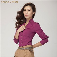 新款女装韩版修身长袖职业衬衫OL衬衣女式休闲气质衬衫