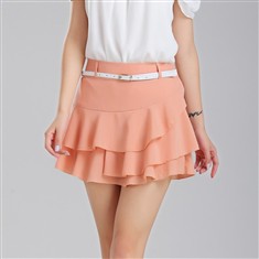 夏秋季新款韩版雪纺女裙半身短裙荷叶边蛋糕裙裤