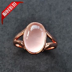 925银镀玫瑰金粉水晶戒指女时尚韩版可调节水晶宝石戒指