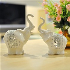 婚庆礼品陶瓷大象摆件工艺品包邮现代家居客厅创意装饰品象摆设
