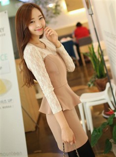 女装韩版新款春装蕾丝包臀长袖连衣裙
