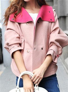 少女时代同款外套韩国代购秋装新款蝙蝠袖毛呢外套短款大衣
