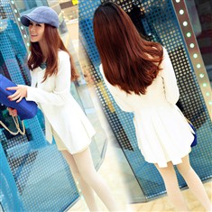 新款韩版裙摆黑白色小西装女修身外套日系显瘦西服