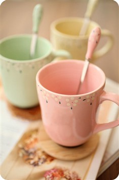 糖果色碎花陶瓷杯杯子咖啡杯马克杯水杯牛奶杯
