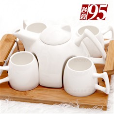 纯白整套茶具套装精致陶瓷茶壶茶杯套装茶盘托盘