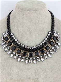 装饰品项链女短款锁骨时尚欧美复古假领子黑色宝石韩国