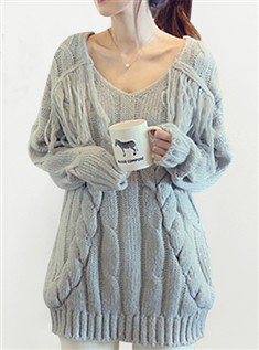 秋冬装新款韩版女装毛衣中长款套头显瘦宽松麻花长袖针织衫
