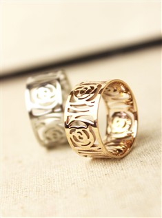 新款玫瑰金戒指女欧美复古镂空时尚饰品
