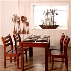 【天猫预售】华日家居东方一桌四椅全实木餐厅椅组合餐桌+4椅子