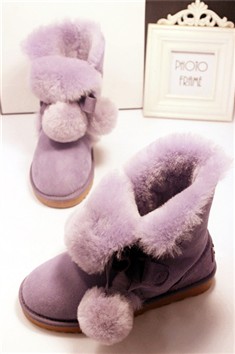冬季日系公主款文艺甜美羊皮毛一体中筒雪地靴女靴女鞋保暖鞋