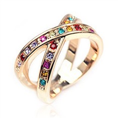 仲夏之晶波西米亚风首饰品中指戒环彩水晶戒指女爱的转角