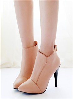 秋冬韩国原单甜美纯色尖头鞋高跟鞋短靴及裸靴女靴子