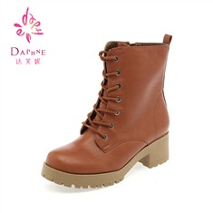 Daphne/达芙妮女鞋系带短靴马丁靴